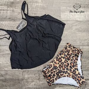 Souqfone Leopard Flounce Bikini Swimsuit Size L/ Top M/Bottom